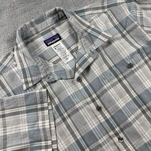Patagonia Common Threads Large Gray Plaid Shirt #1207